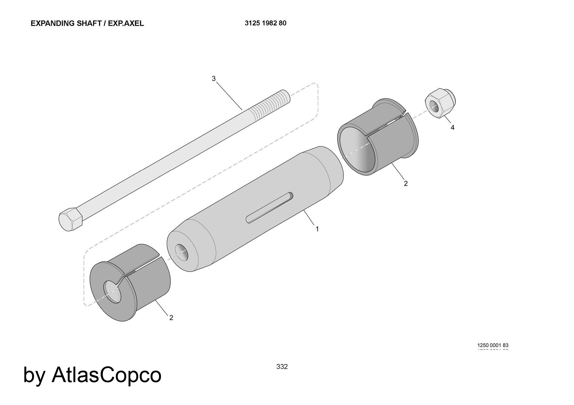 Atlas Copco Epiroc Expanding Shaft  3125198280/3125 1982 80