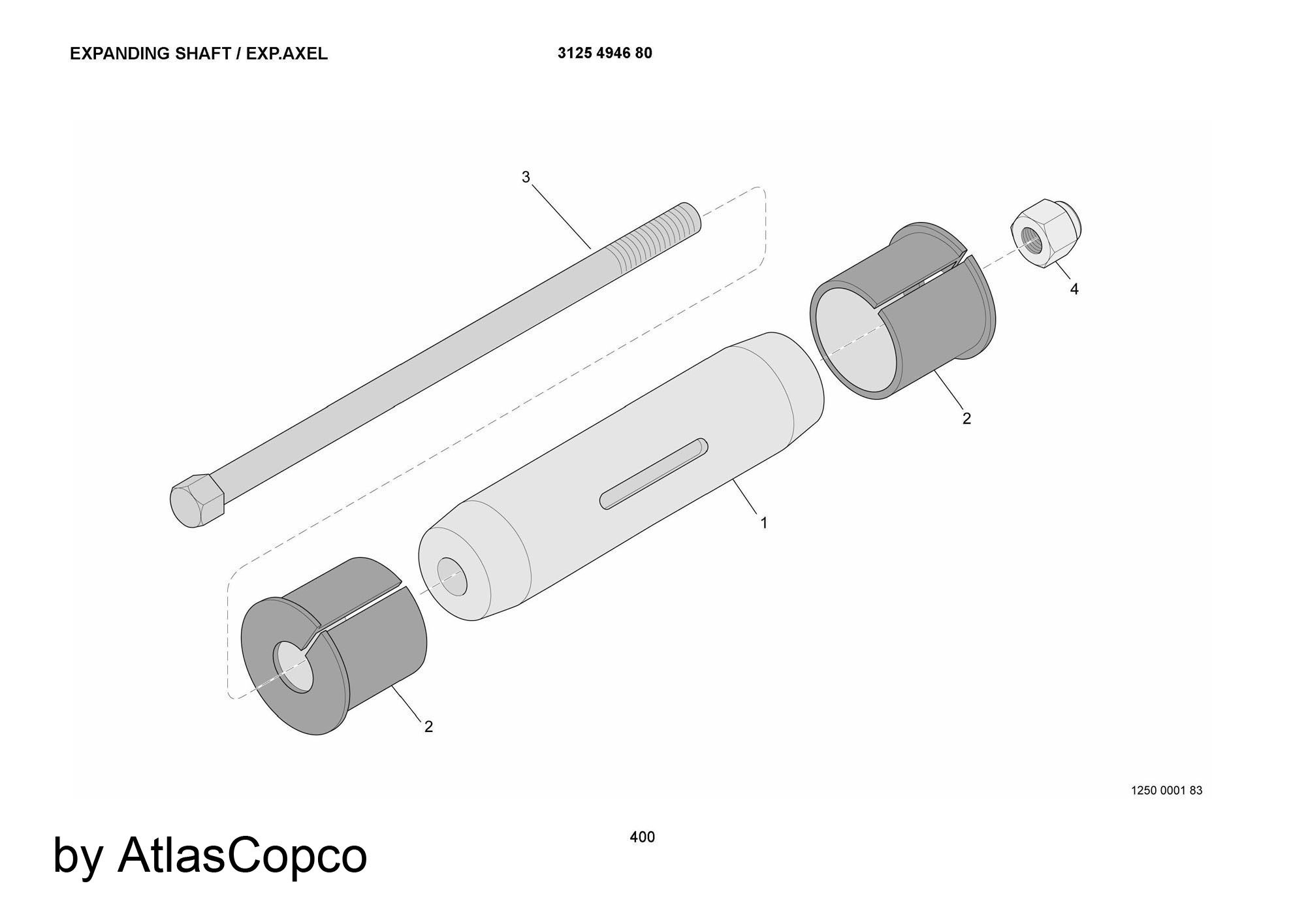 Atlas Copco Epiroc Expanding Shaft  3125494680/3125 4946 80