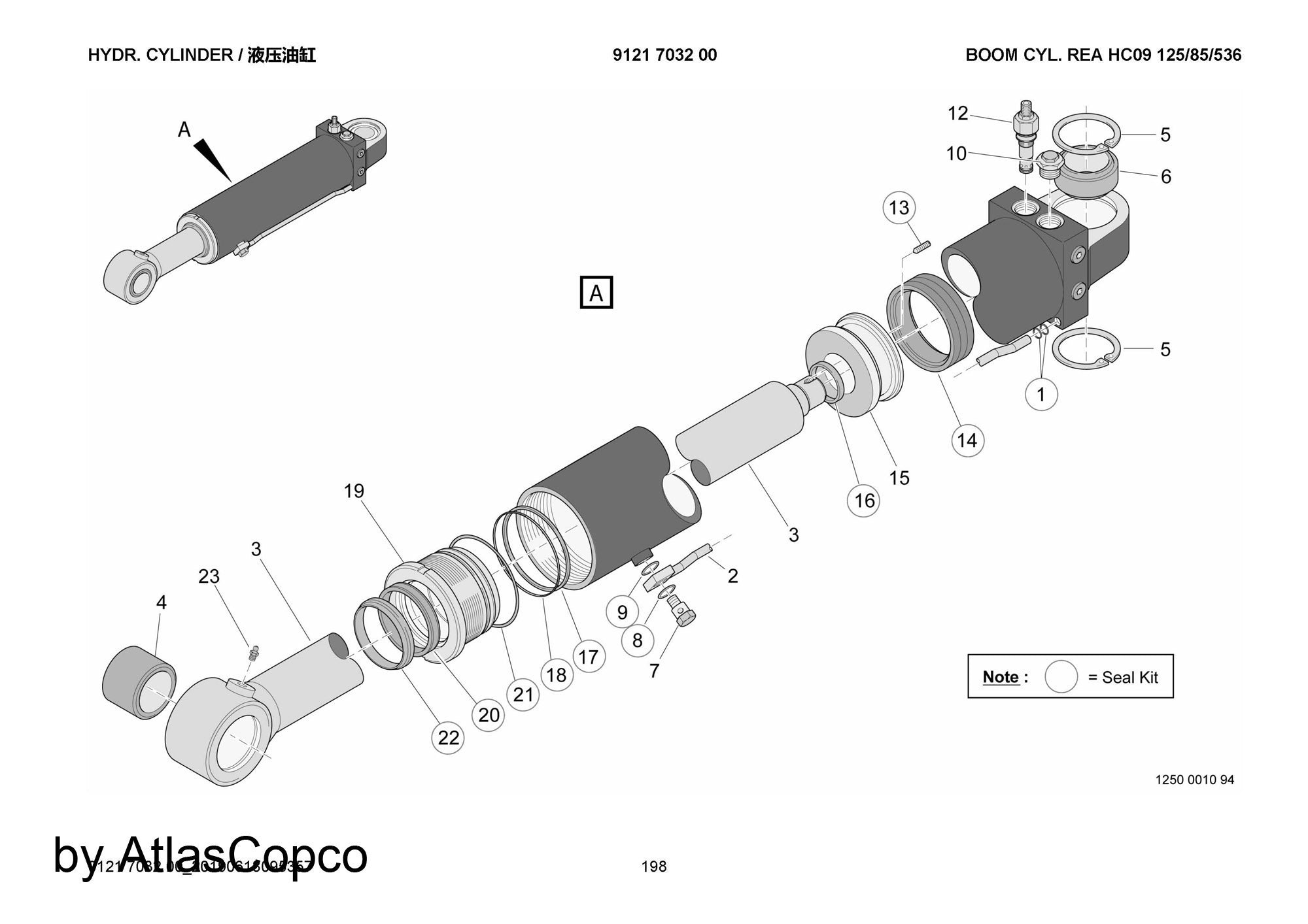 Atlas Copco Epiroc HYD. CYLINDER 3128301997/3128 3019 97