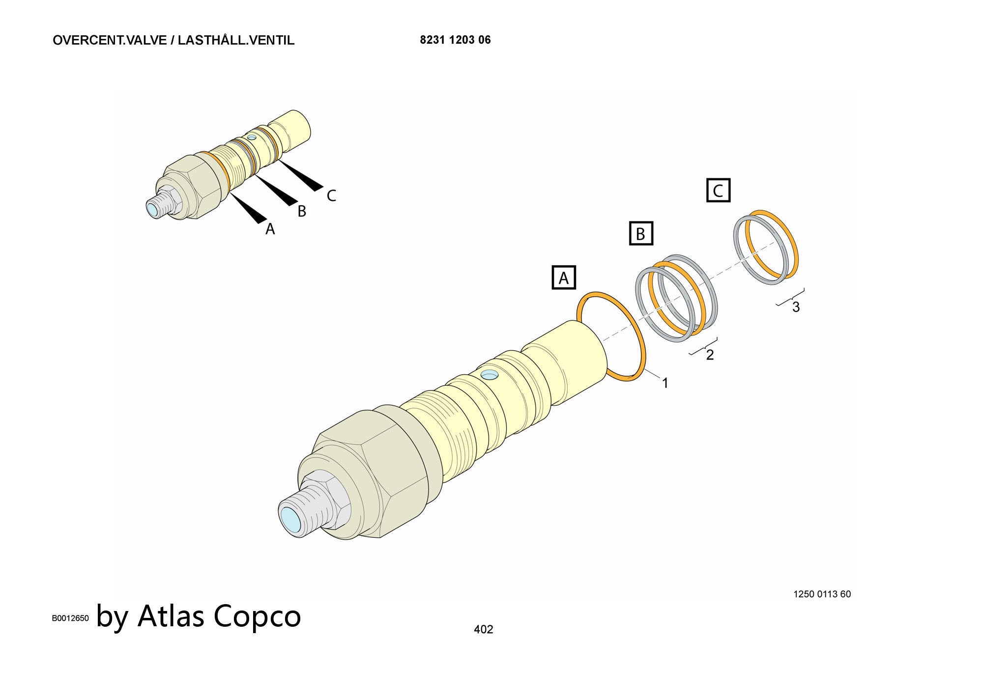 Atlas Copco Epiroc OV. CNTR VALVE  8231120306/8231 1203 06