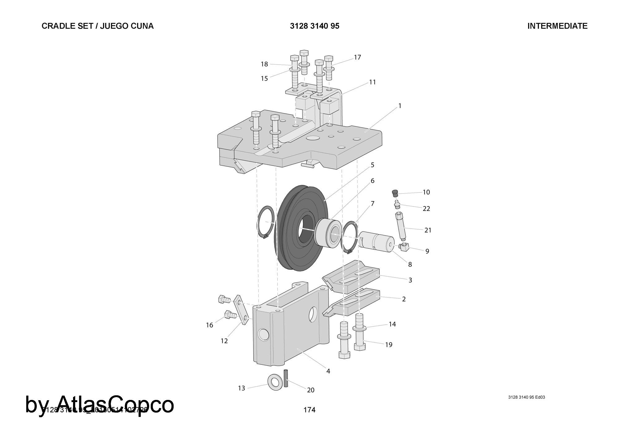 Atlas Copco Epiroc PULLEY WHEEL 7-1/2"  3128078534/3128 0785 34