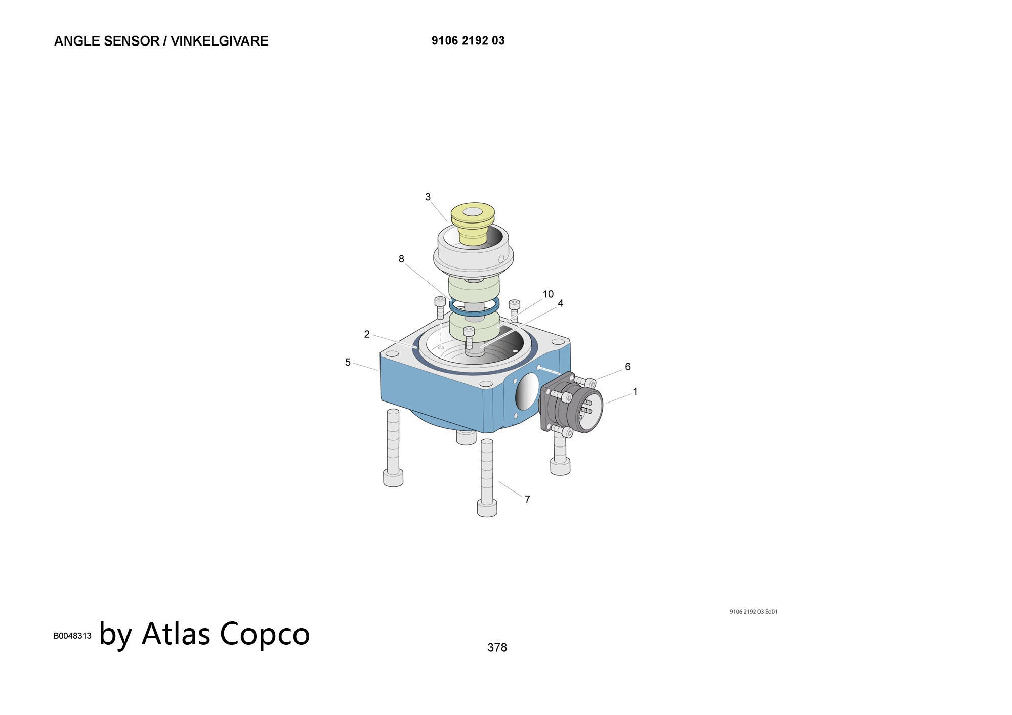 Atlas Copco Epiroc ANGLE SENSOR 9106219203/9106 2192 03