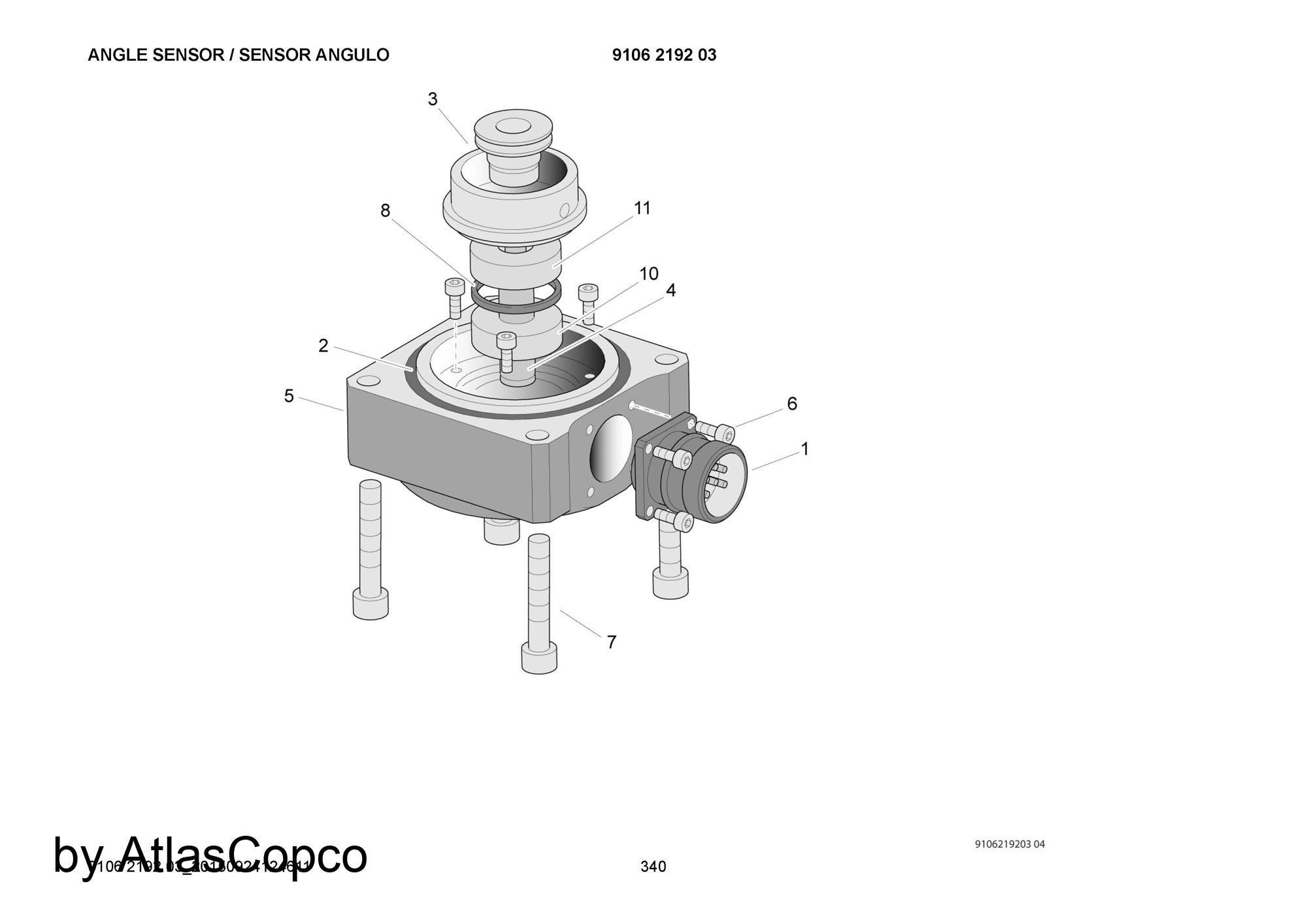 Atlas Copco Epiroc ANGLE SENSOR 9106219203/9106 2192 03