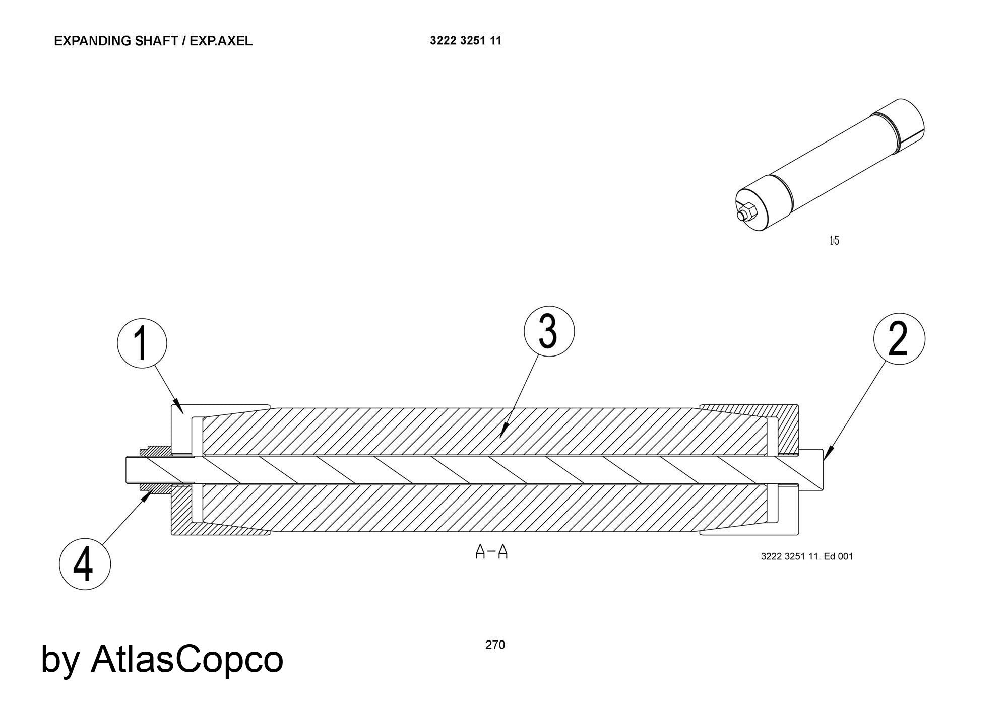 Atlas Copco Epiroc Expanding Shaft 3222325111/3222 3251 11