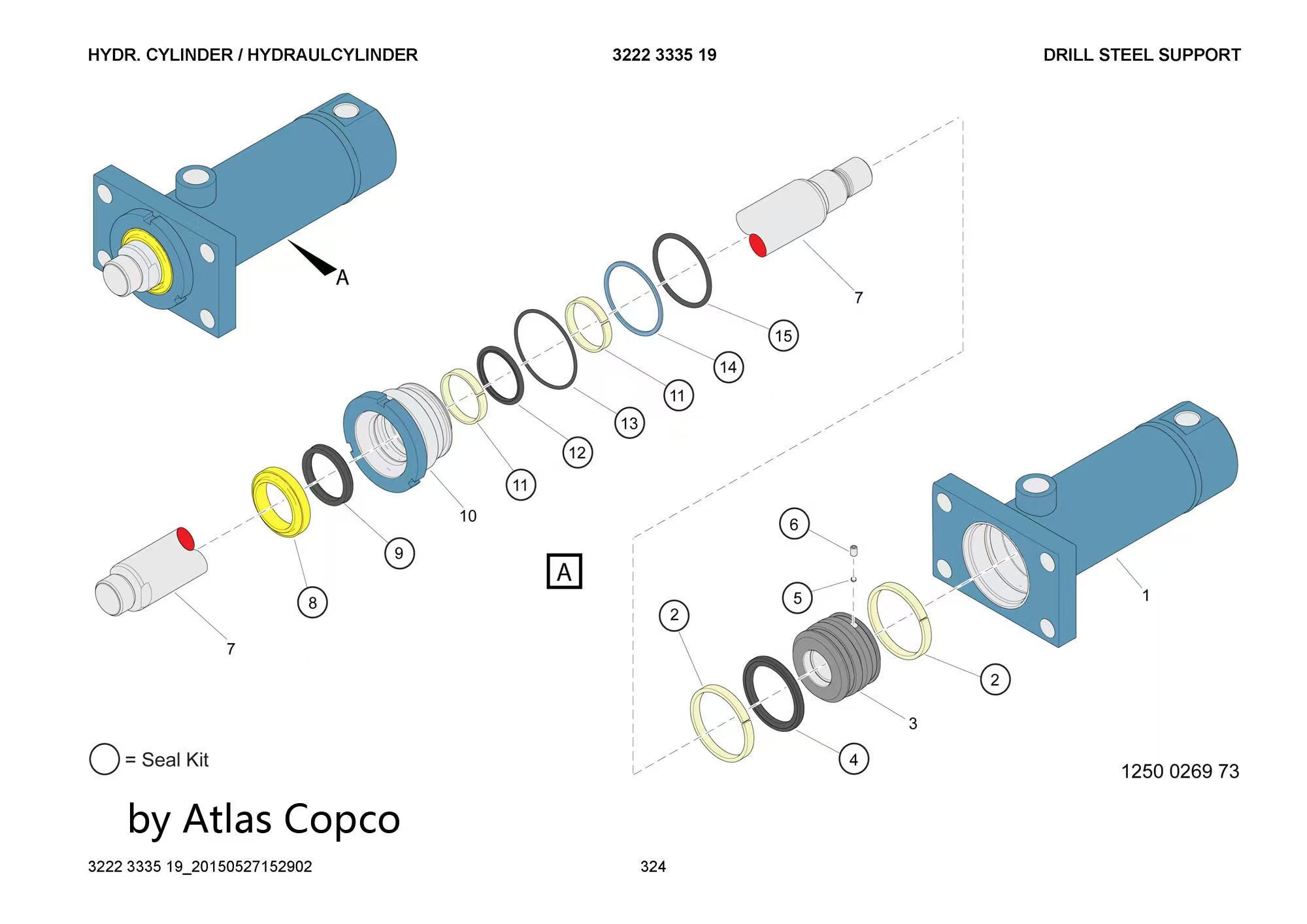 Atlas Copco Epiroc HYD.CYLINDER 3222333519 /3222 3335 19