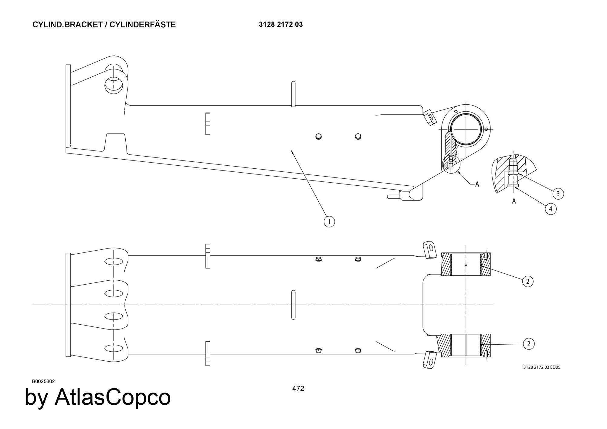 Atlas Copco Epiroc CYL.BRACKET 3128217203/3128 2172 03