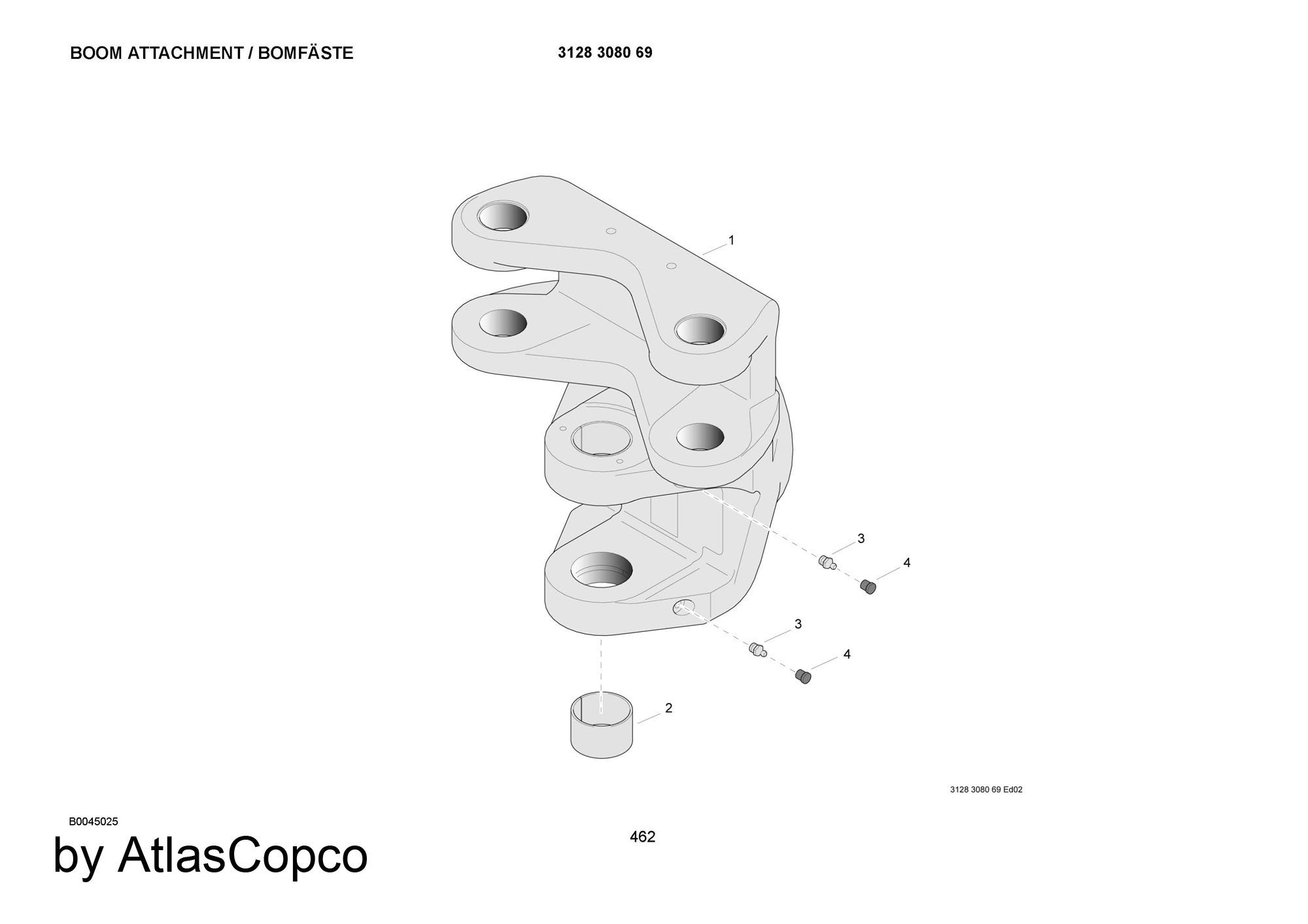 Atlas Copco Epiroc BOOM ATTACH 3128308069/3128 3080 69