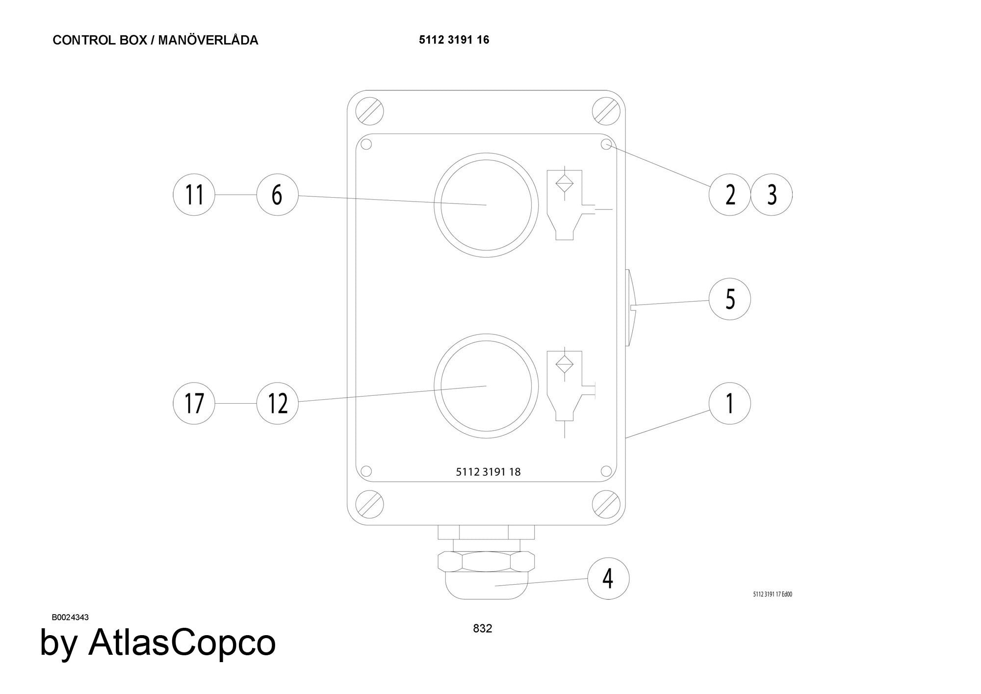 Atlas Copco CONTROL BOX 5112319116/5112 3191 16