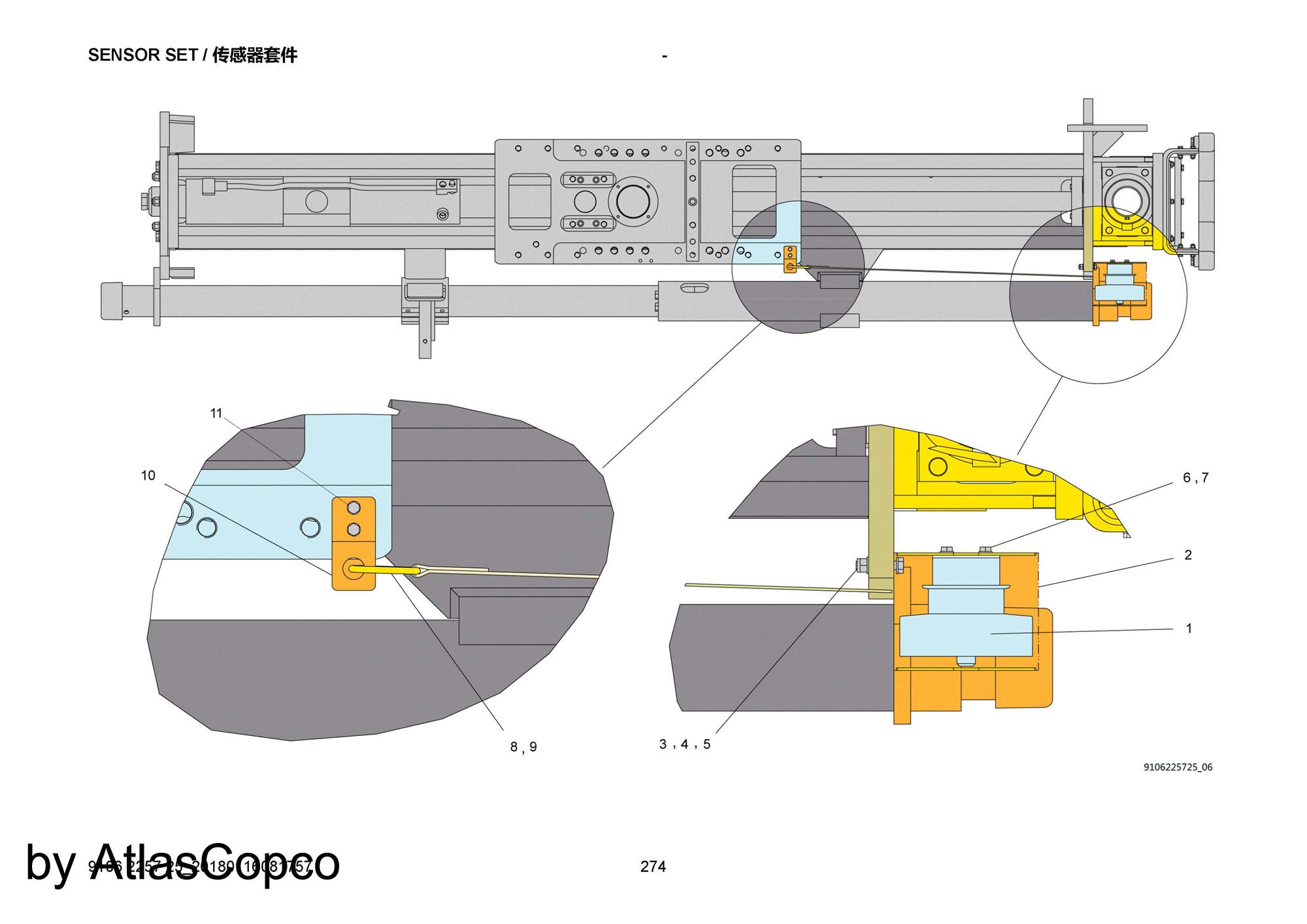 Atlas Copco Epiroc SENSOR / LINEAR 9106219216 / 9106 2192 16