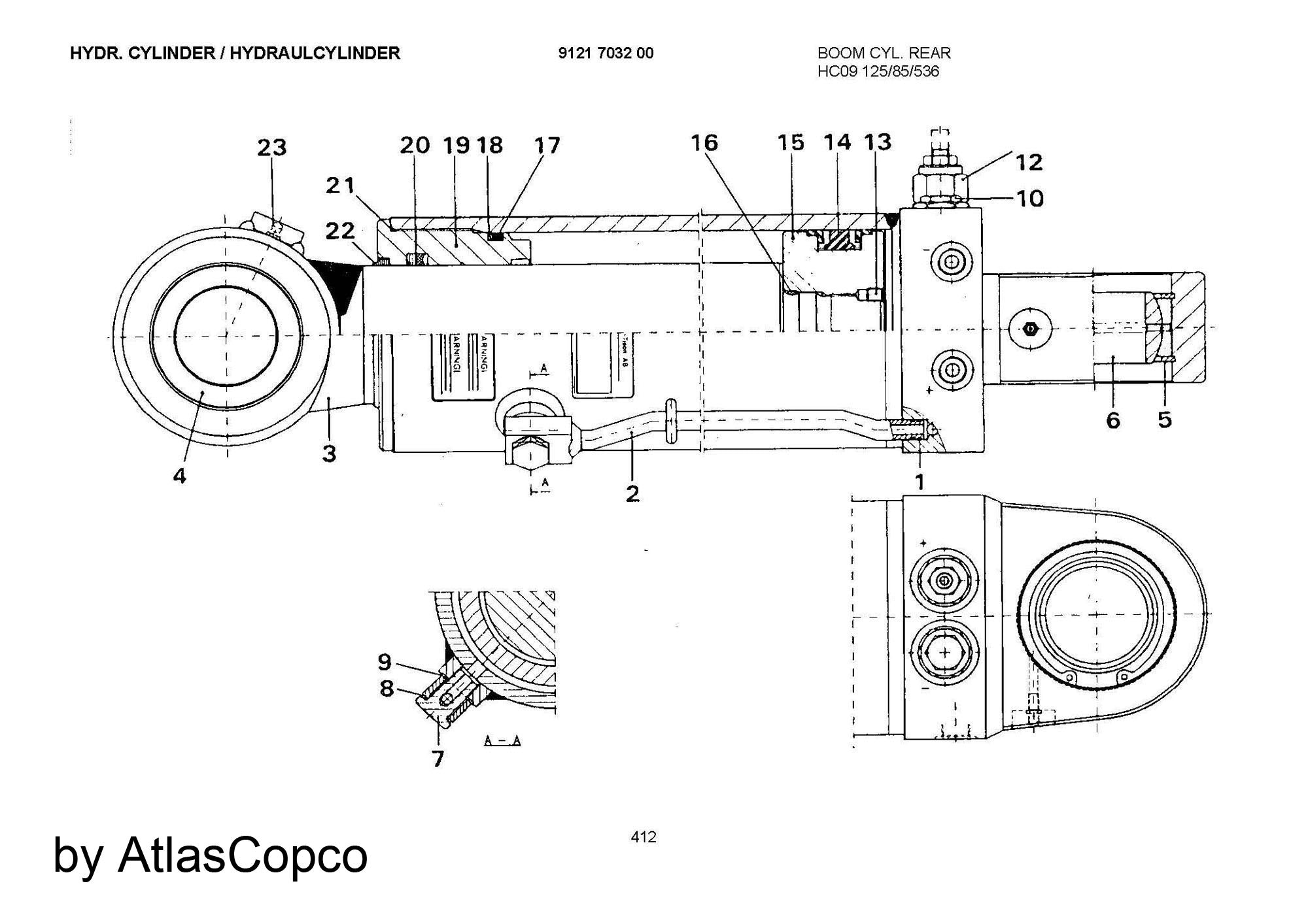 Atlas Copco Epiroc HYDR. CYLINDER  9121703200 /9121 7032 00