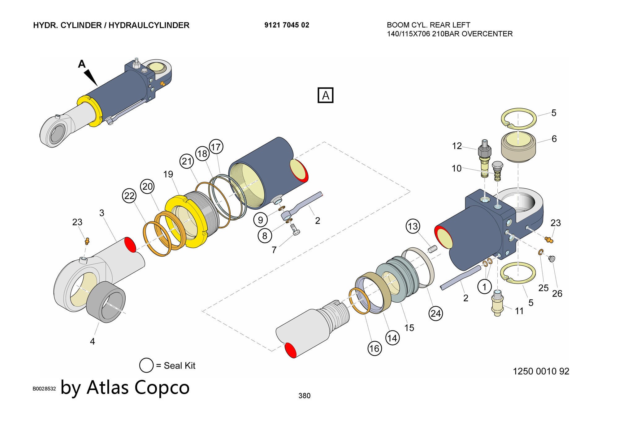 Atlas Copco Epiroc HYDR. CYLINDER  9121704502 /9121 7045 02