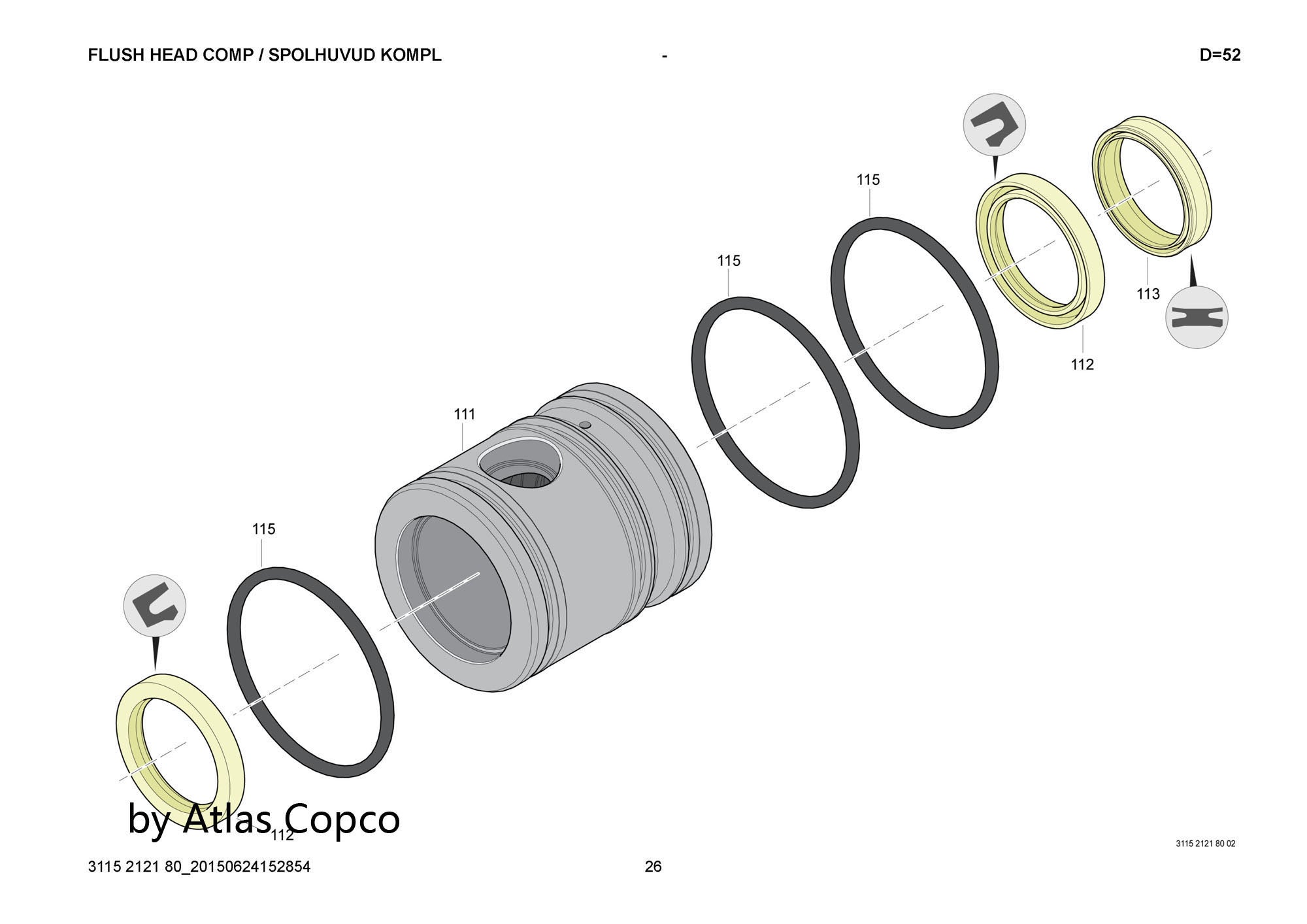 Atlas Copco Epiroc CUP SEAL 3115269300/3115 2693 00
