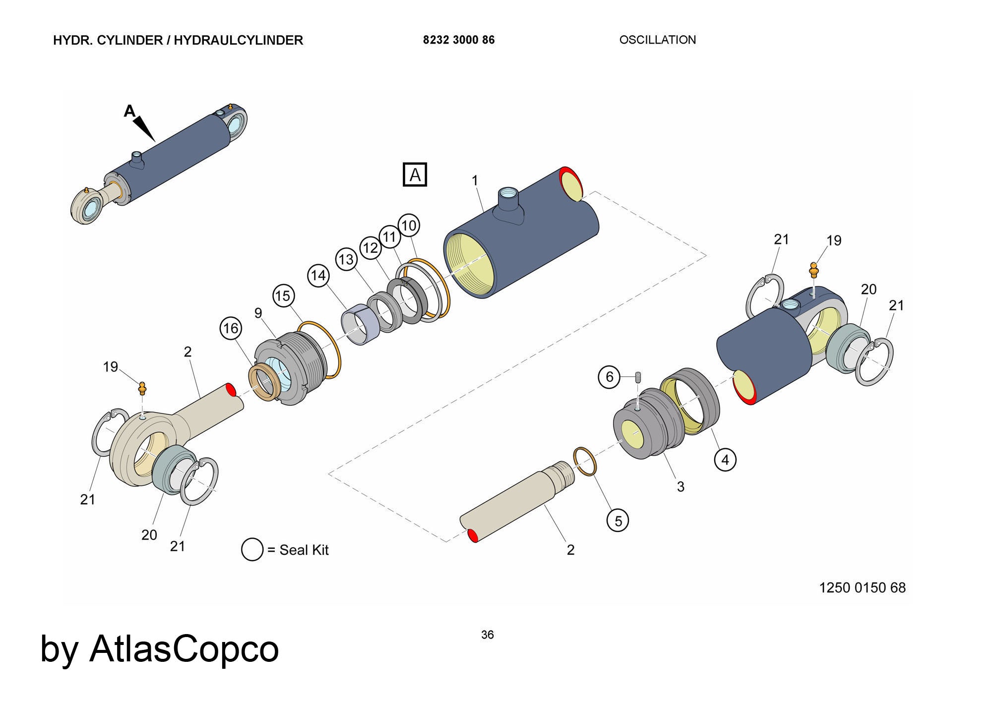 Atlas Copco Epiroc HYDRAULIC CYLINDER 8232300086/8232 3000 86