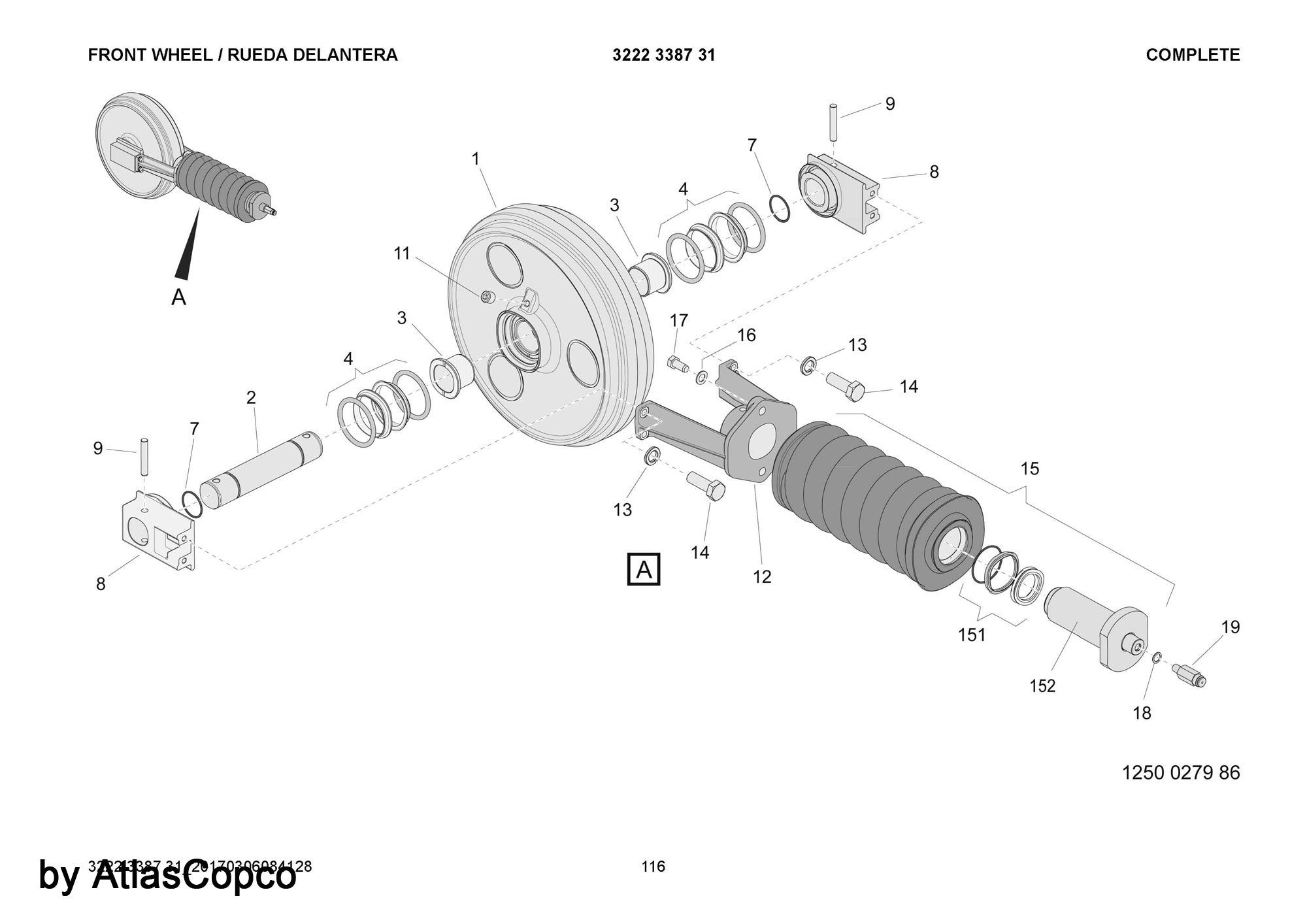 Atlas Copco Epiroc FRONT WHEEL 3222338731/3222 3387 31