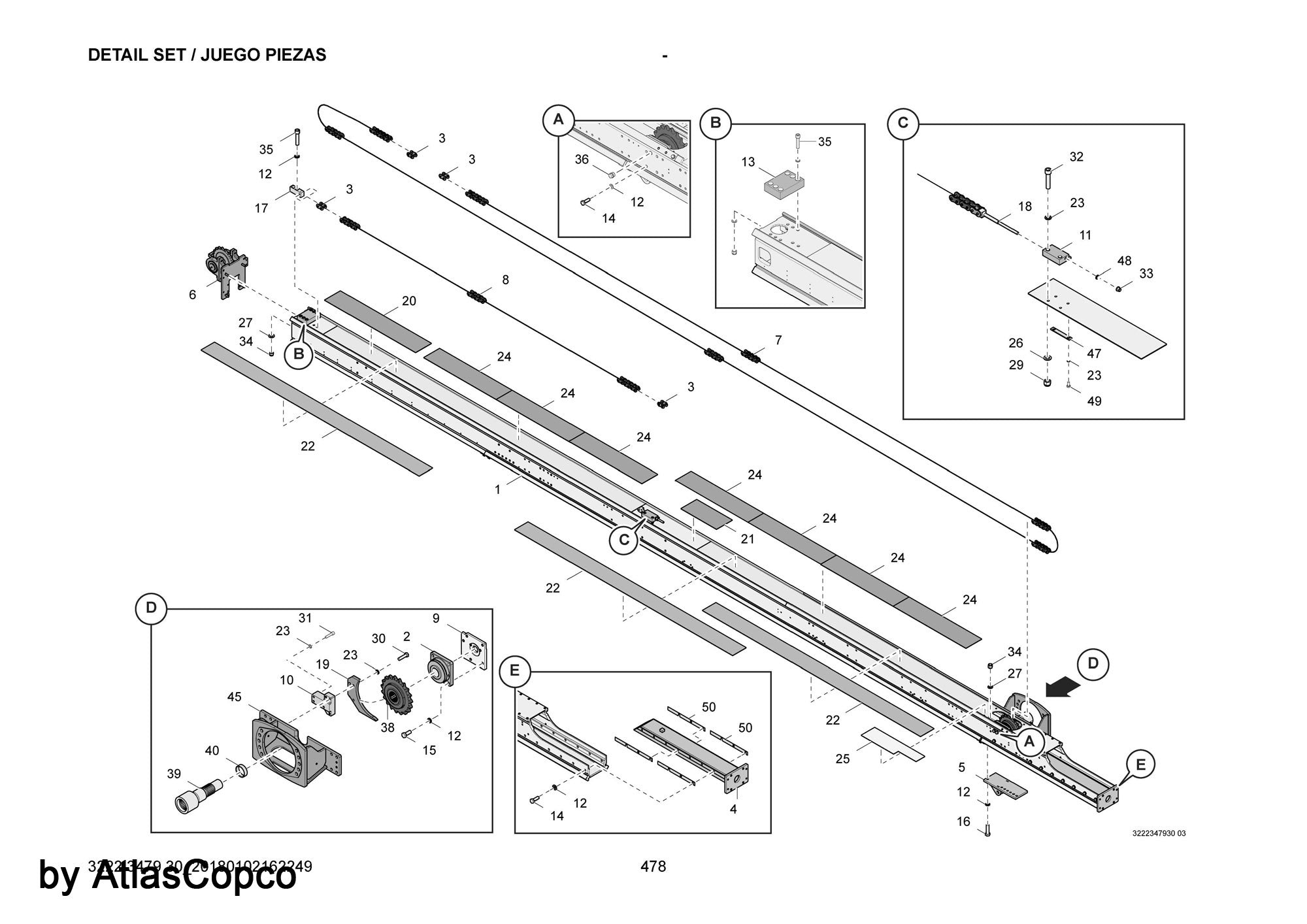 Atlas Copco Epiroc ROLLER CHAIN 3222338846/3222 3388 46