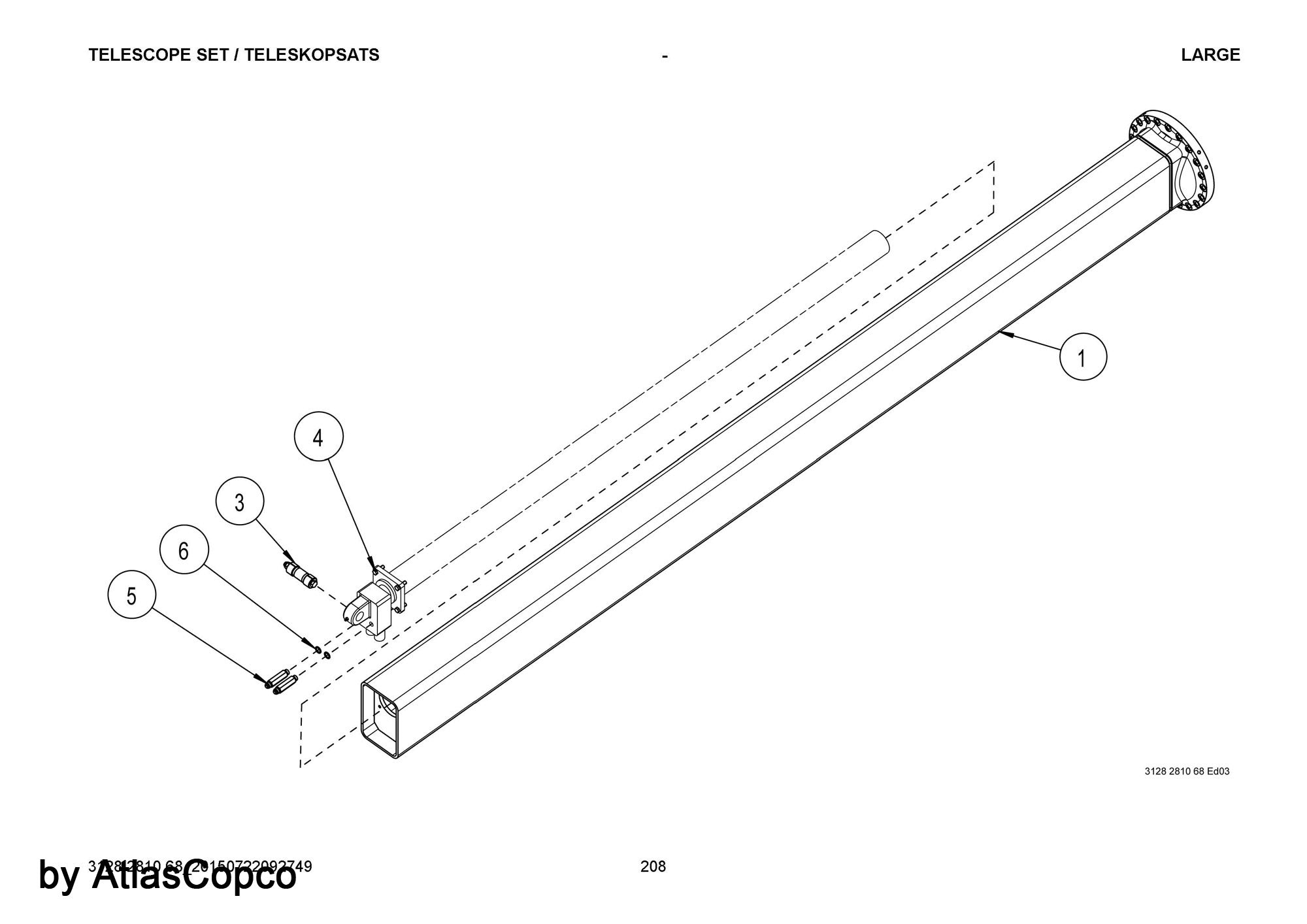 Atlas Copco Epiroc EXTENSION TUBE 3128998040/3128 9980 40