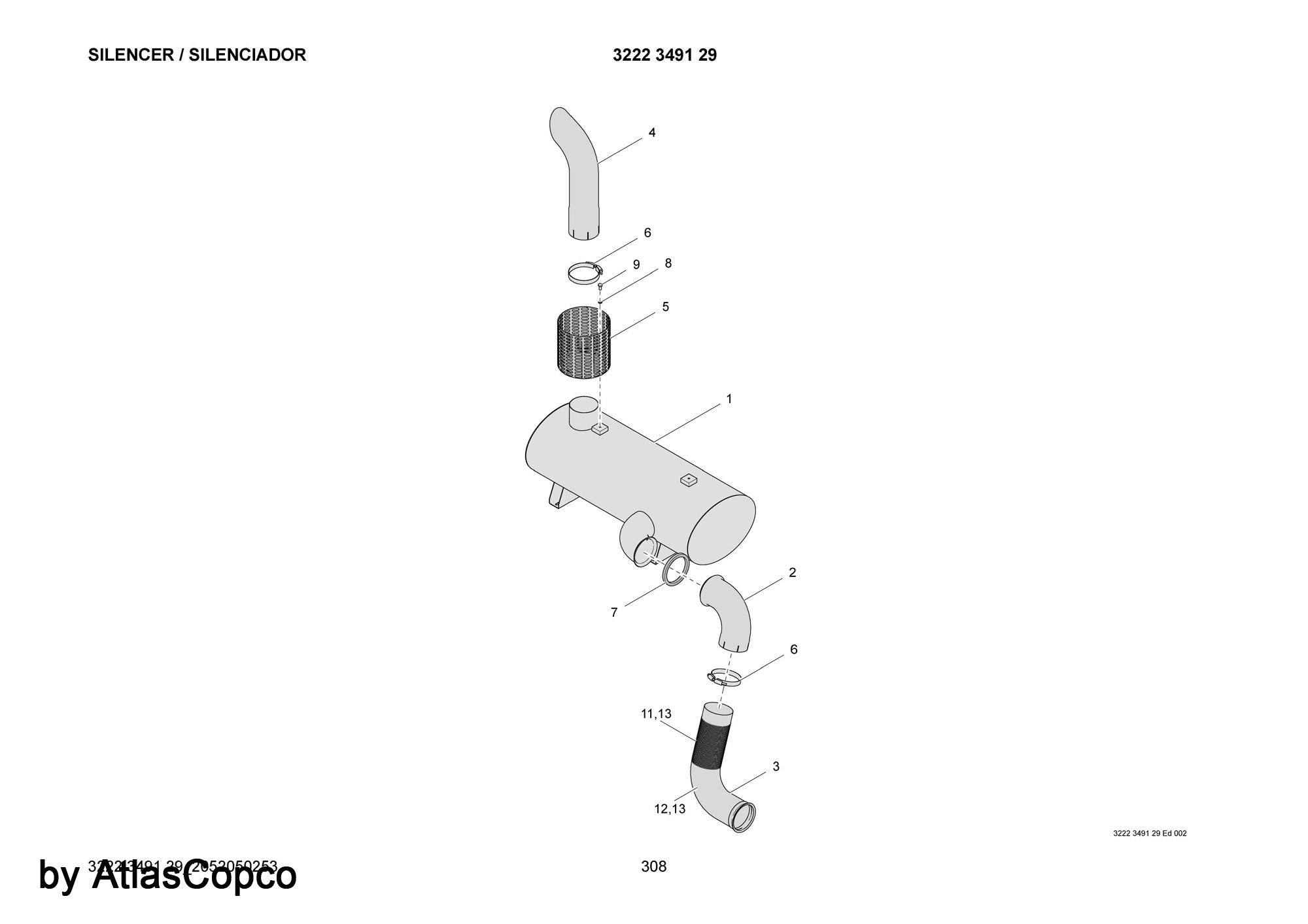 Atlas Copco Epiroc SILENCER 3222331266/3222 3312 66