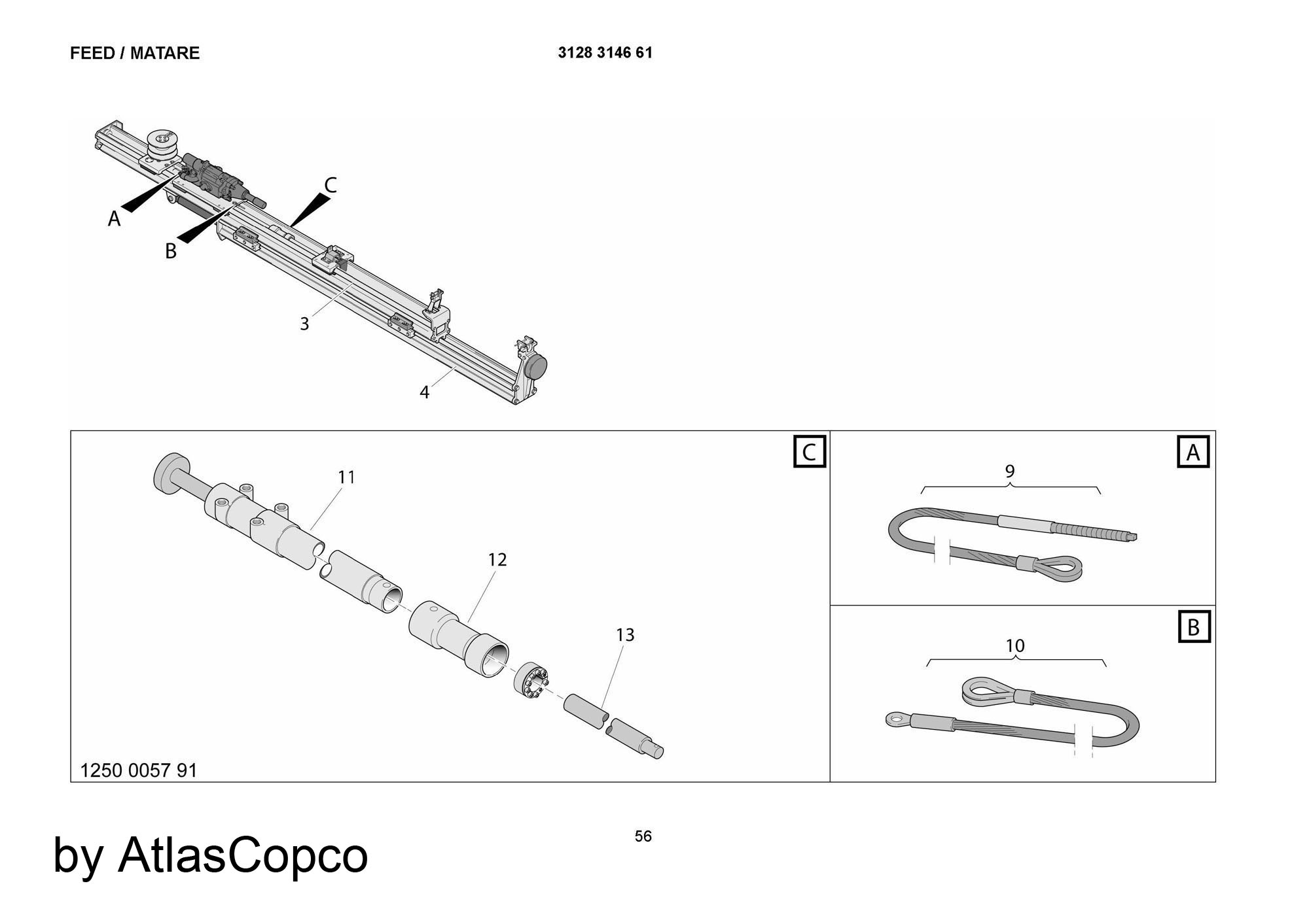 Atlas Copco Epiroc HYDRAULIC CYLINDER 3128280128 / 3128 2801 28