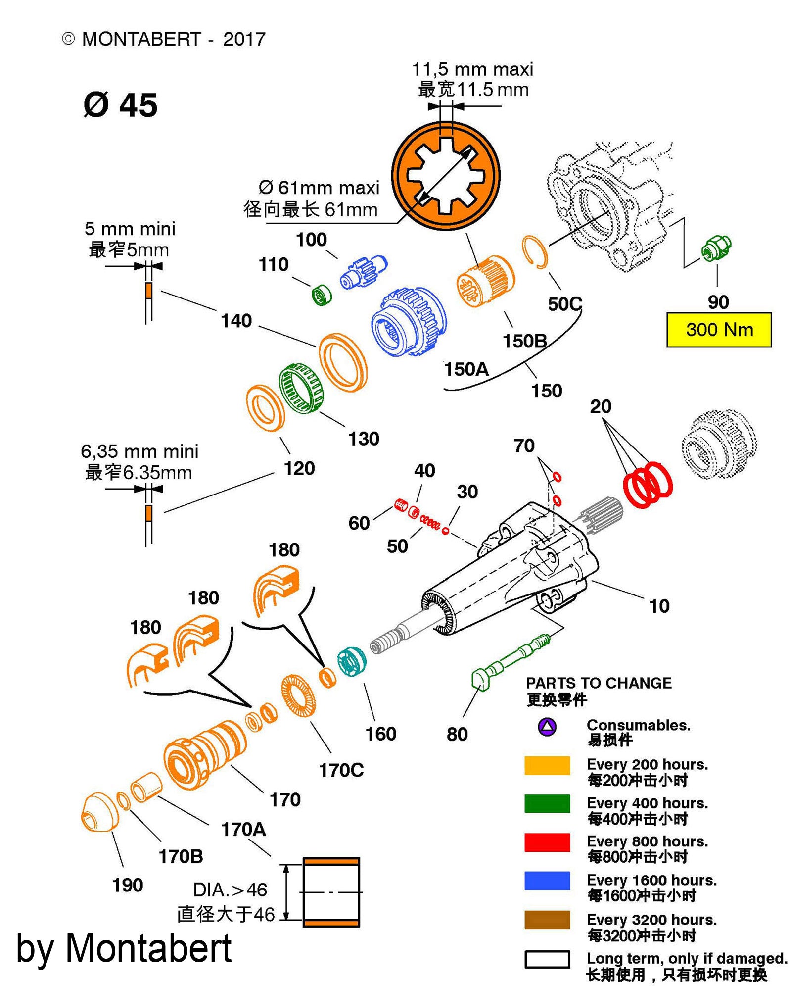 MONTABERT HC110 86528015 GEAR DRIVEN