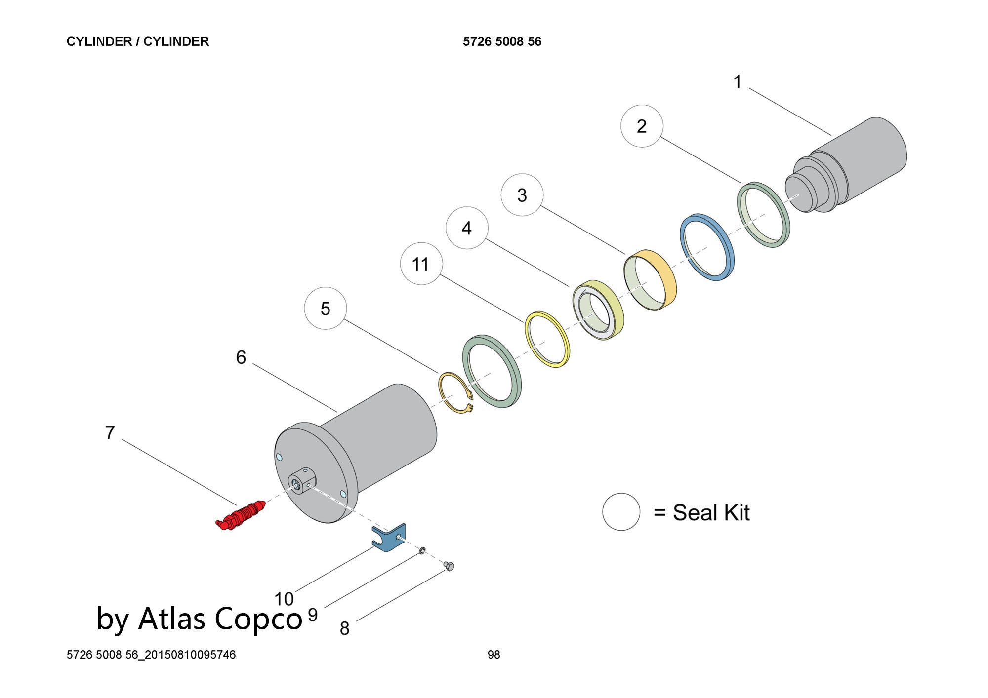 Atlas Copco Epiroc CYLINDER 5726500856 / 5726 5008 56