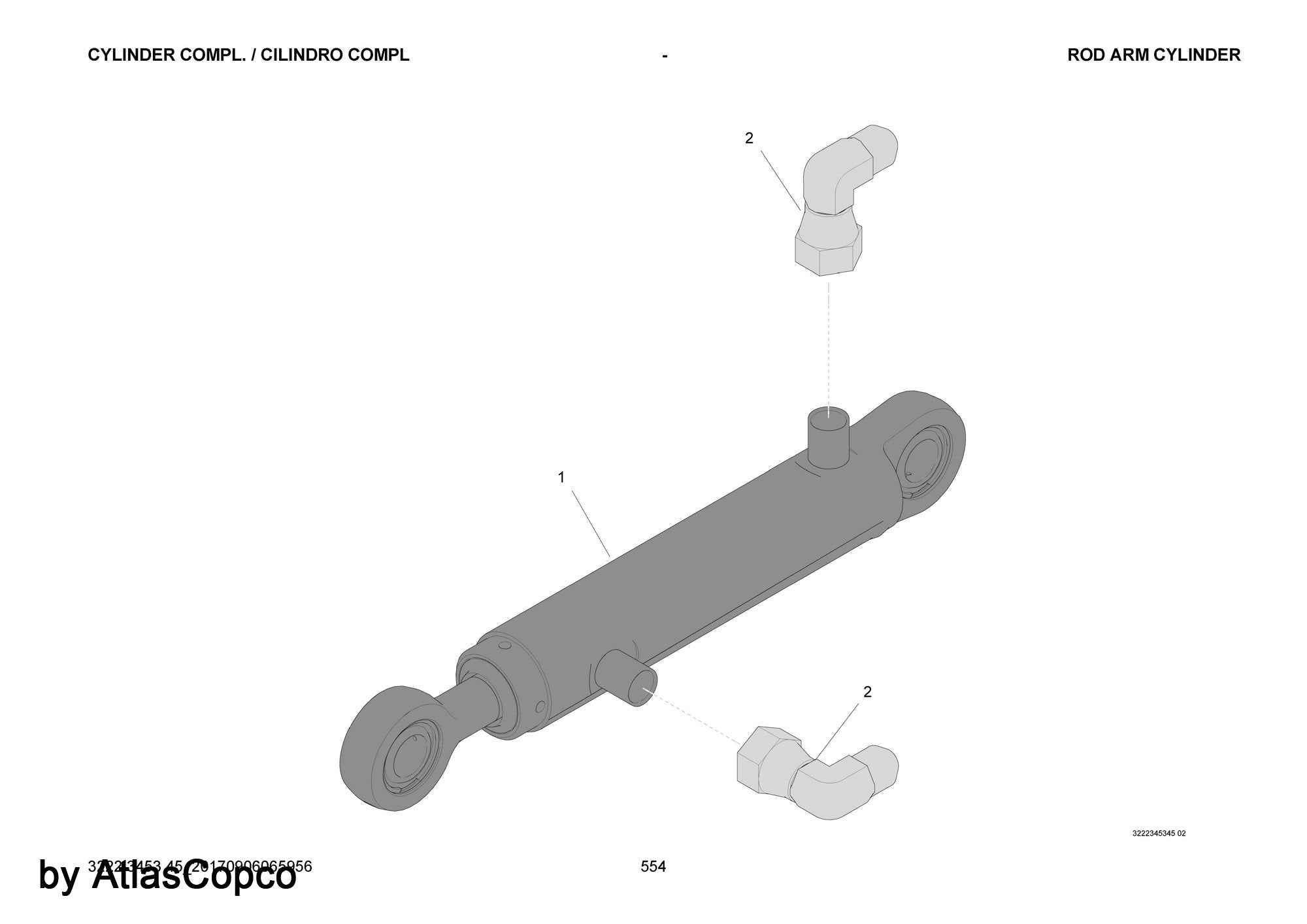 Atlas Copco Epiroc HYDRAULIC CYLINDER 3222 3411 61 / 3222341161